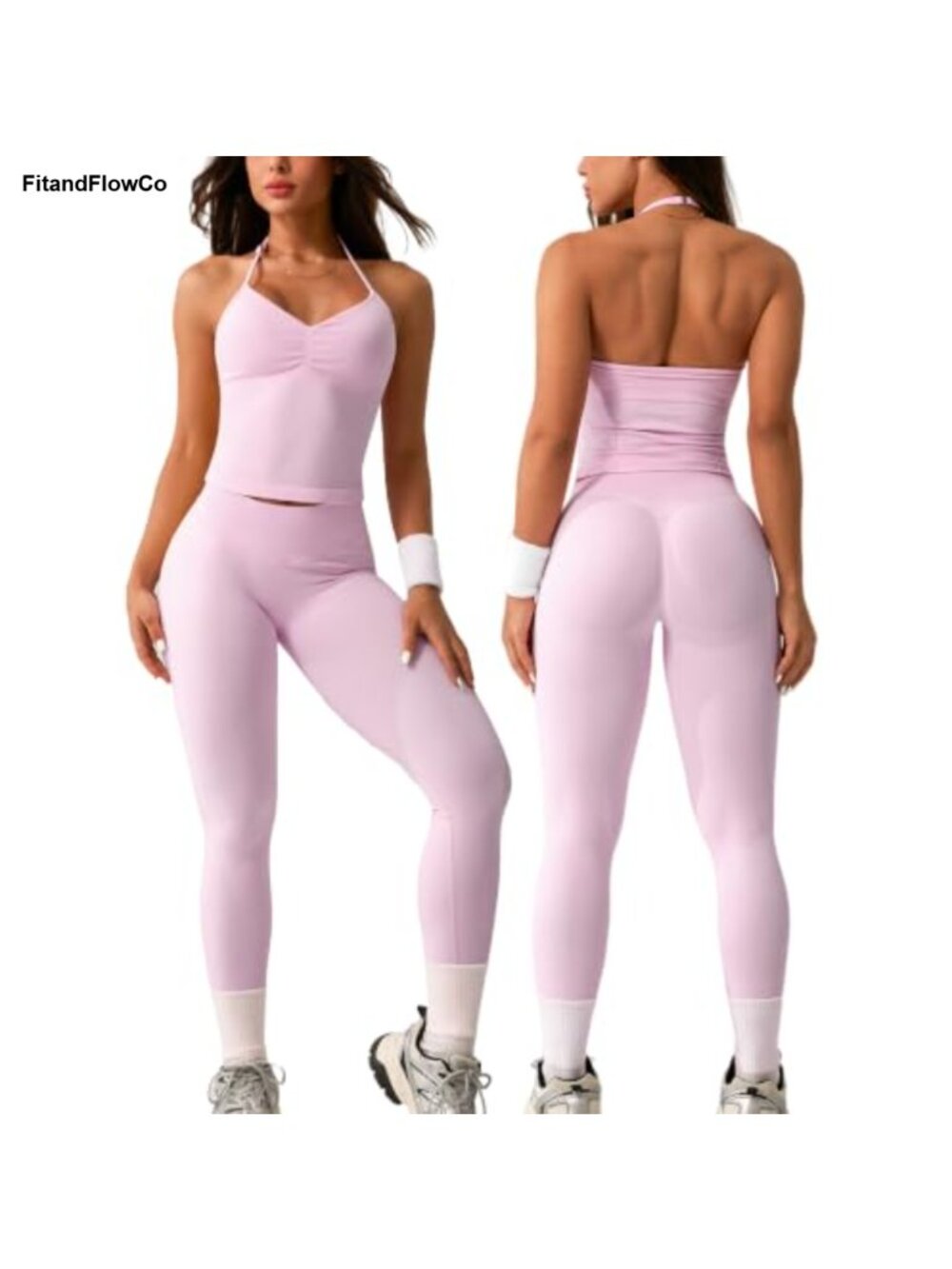 2 Piece Workout Set Halter Tank & High Waist Leggings